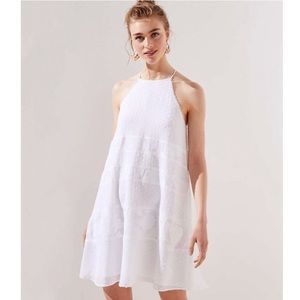 LOFT Lace Stripe Halter Swing Dress